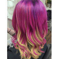 Pink and yellow hair color