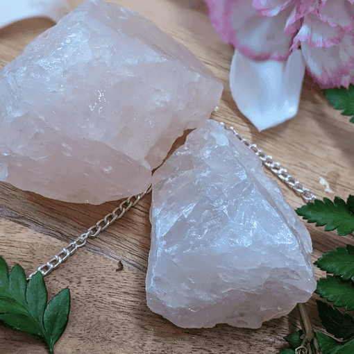 Rose quartz wellness display